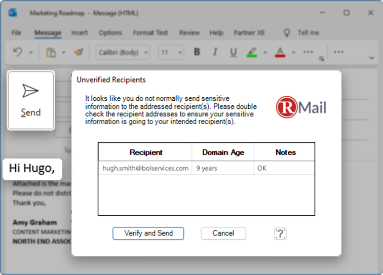 Email Security Right Recipient Alert in Context