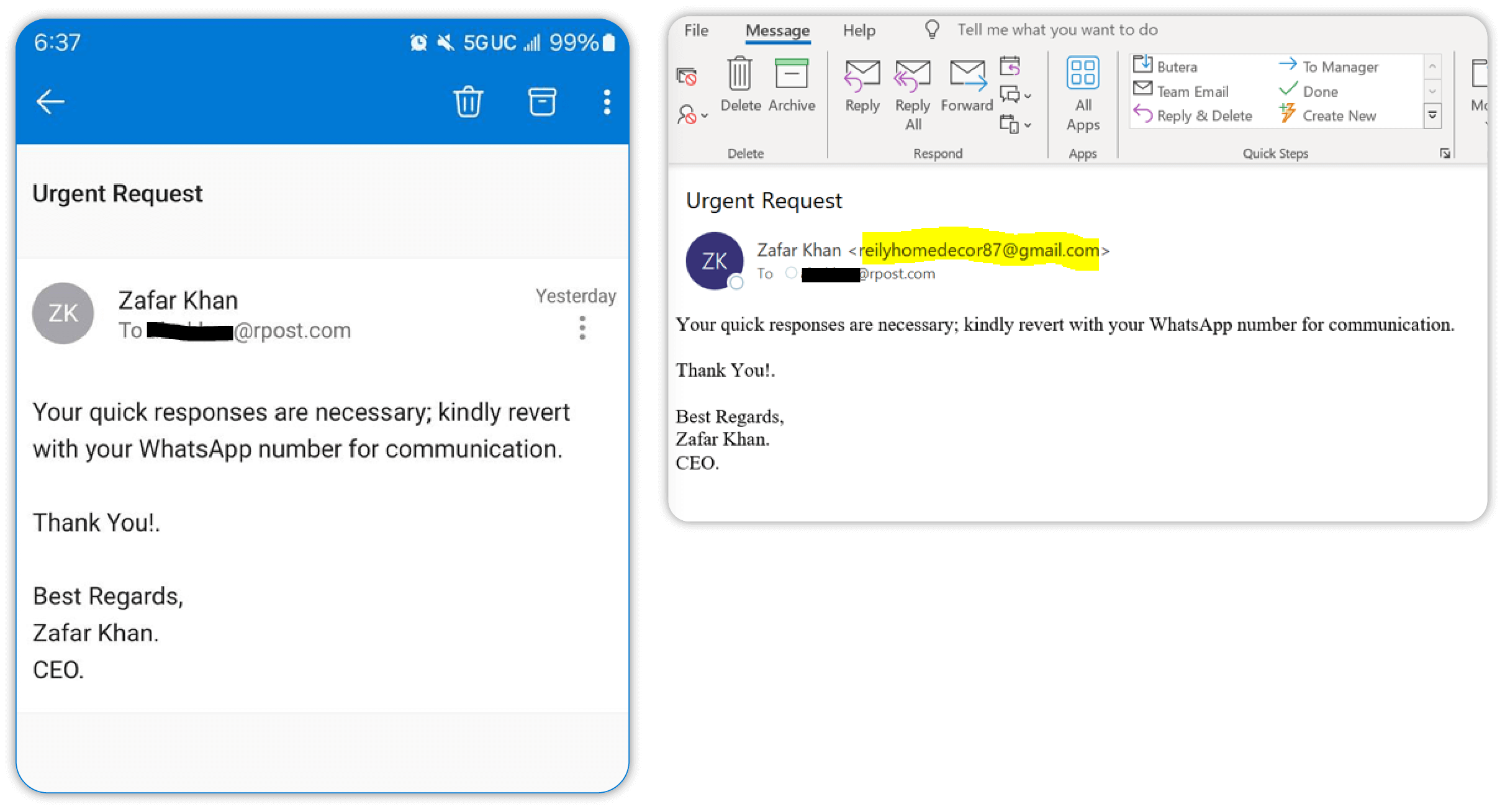 Right Recipient™ Lookalike domain and reply hijack detectors