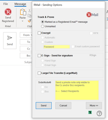 RMail - Sending Options